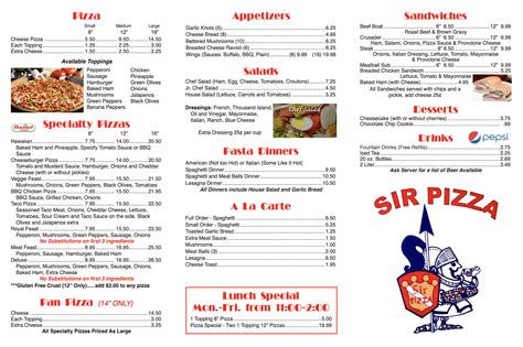 Sir pizza high point - Sir Pizza of Siler City offers "Good to the very edge" pizza, sandwiches & salads. View our menu and order online for carry-out or drive-thru pickup.